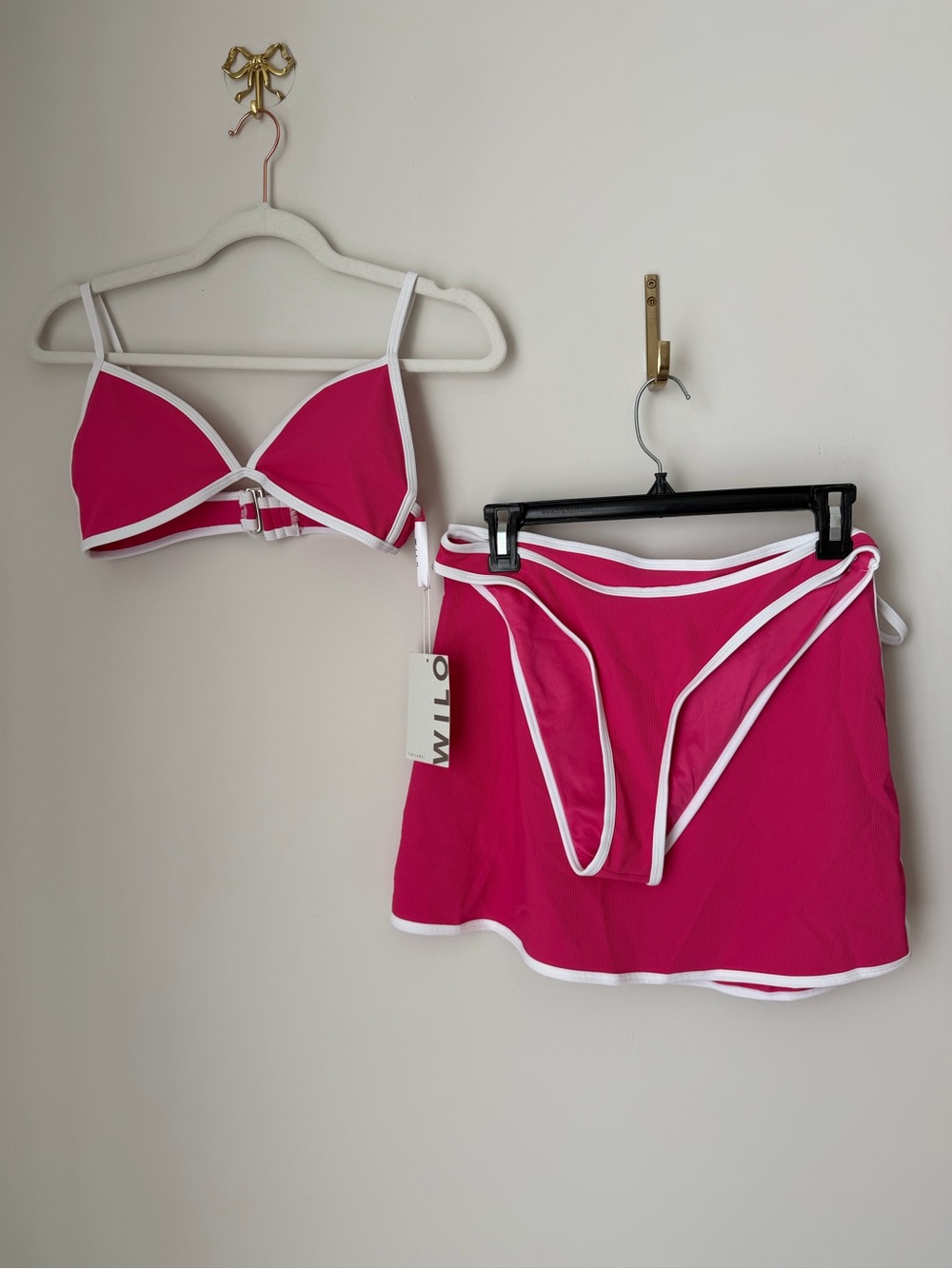 Wilo pink Fuchsia bikini Swim Set with skirt